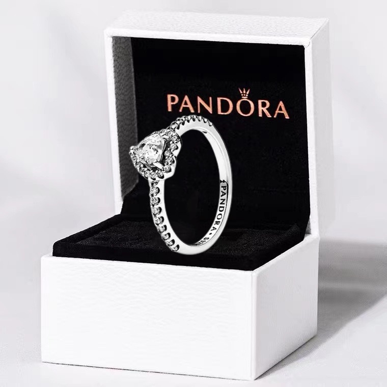 thumbnail image 1 of Anillo De Plata S925 Original Pandora Brillante Amor Elegante Corazón Diamante, 1 of 4
