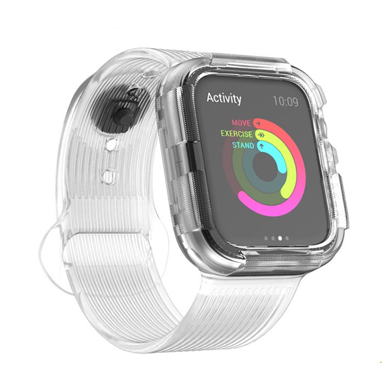 NEW TPU Watch Band Case for Apple Watch Series SE 6 5 4 3 2 1 Rubber Strap One piece Bracelet 38 40 42 44MM