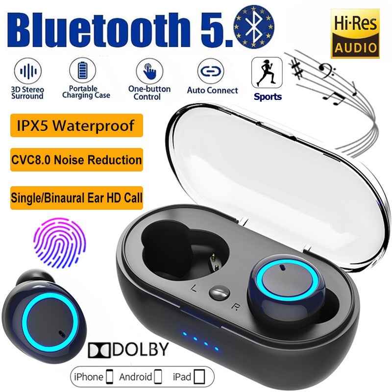  Auriculares Bluetooth inalámbricos baratos, auriculares de  reproducción de 32 horas con estuche de carga tipo C y micrófono, IPX5  impermeables estéreo para deportes blanco : Electrónica
