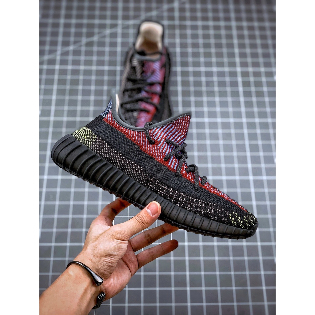 Original Yeezy Boost 350v2 350 v2 Yecheil Refective Negro Y Rojo Costura Llena De Estrellas Zapatillas De Deporte Zapatos De Tenis Shopee Mexico