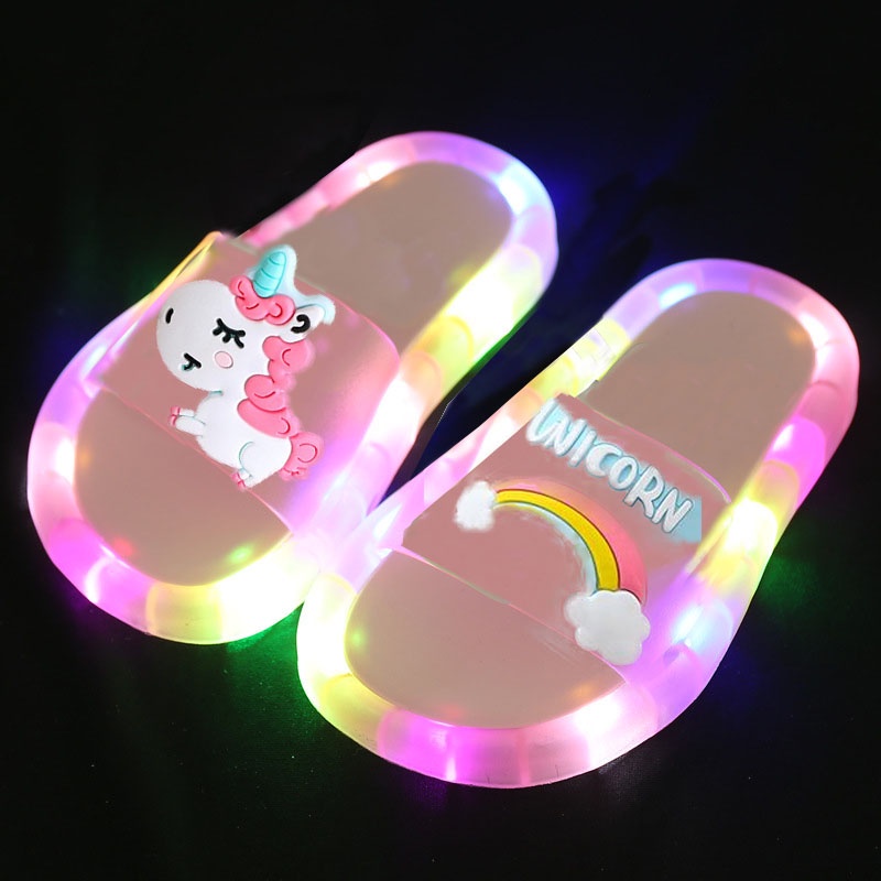 Niña Zapatillas Niños Unicornio LED Bebé Sandalias Zapatos Para