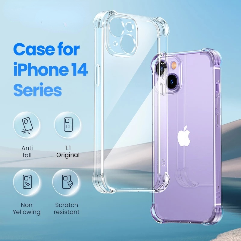 Funda De Teléfono Para iPhone 15 14 13 Pro Max TPU A Prueba De Golpes  Transparente Lente Protección