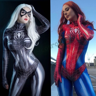 Disfraz de Halloween de Spiderman y viuda negra para mujer y niña, Mono  Blanco, traje Zentai, mono de fiesta para adultos y niños - AliExpress