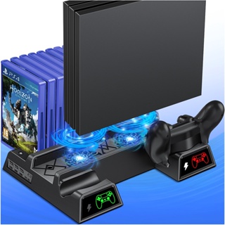 Soporte para consola PS4/PS4 Slim/PS4 Pro, 3 en 1, ventilador de  refrigeración, 2 mandos, estación de carga, 12 discos de juego para Sony  Playstation PS 4 - AliExpress