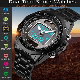 Reloj Deportivo Para Hombres De Moda Cuadrado Tiempo Dual LED