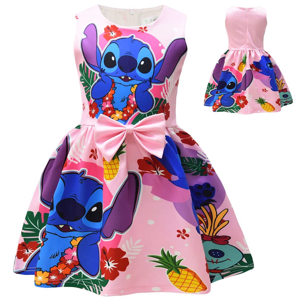  Disney - Disfraz de Lilo de lujo para niños, disfraz de  Halloween de Lilo y Stitch, vestido de Lilo con estampado de hojas para  Halloween y juego de rol, talla L 