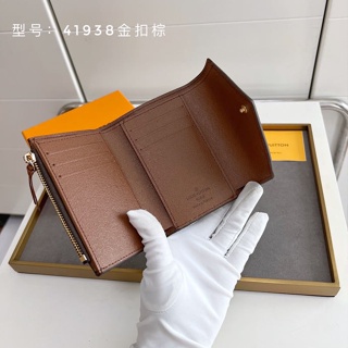 Louis Vuitton 2 billetera con cremallera para mujer con (con caja
