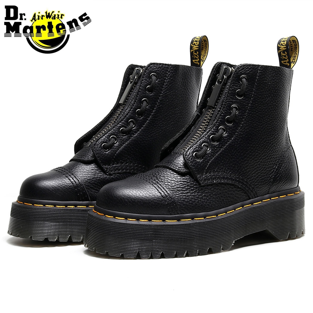 Dr.Martens Sinclair Cuero Genuino Martin Botas De Las Mujeres De La Moda Tobillo De Vaca Cremallera Sho BV81