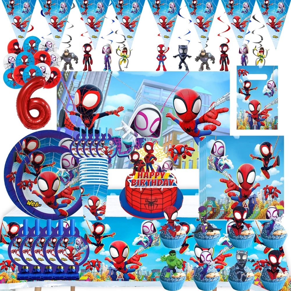 Decoración de fiesta de cumpleaños de SpiderMan Across The Spider-Verse,  globo de Spiderman, Pancarta, adorno para pastel, suministros para Baby  Shower - AliExpress