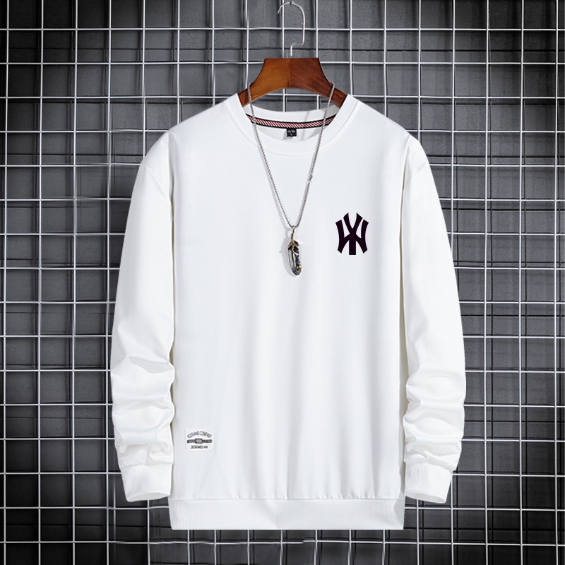  Sudaderas para hombre, cuello redondo, camisetas con estampado  gráfico, sudadera blanca de manga larga, camisas casuales, C-blanco, L :  Ropa, Zapatos y Joyería