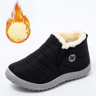  Zapatos de nieve para mujer, zapatos de nieve planos con forro  de piel de invierno, botas de tobillo cálidas, antideslizantes, impermeables,  a la moda, informales, cómodos (tamaño: 40, color: negro nieve) 