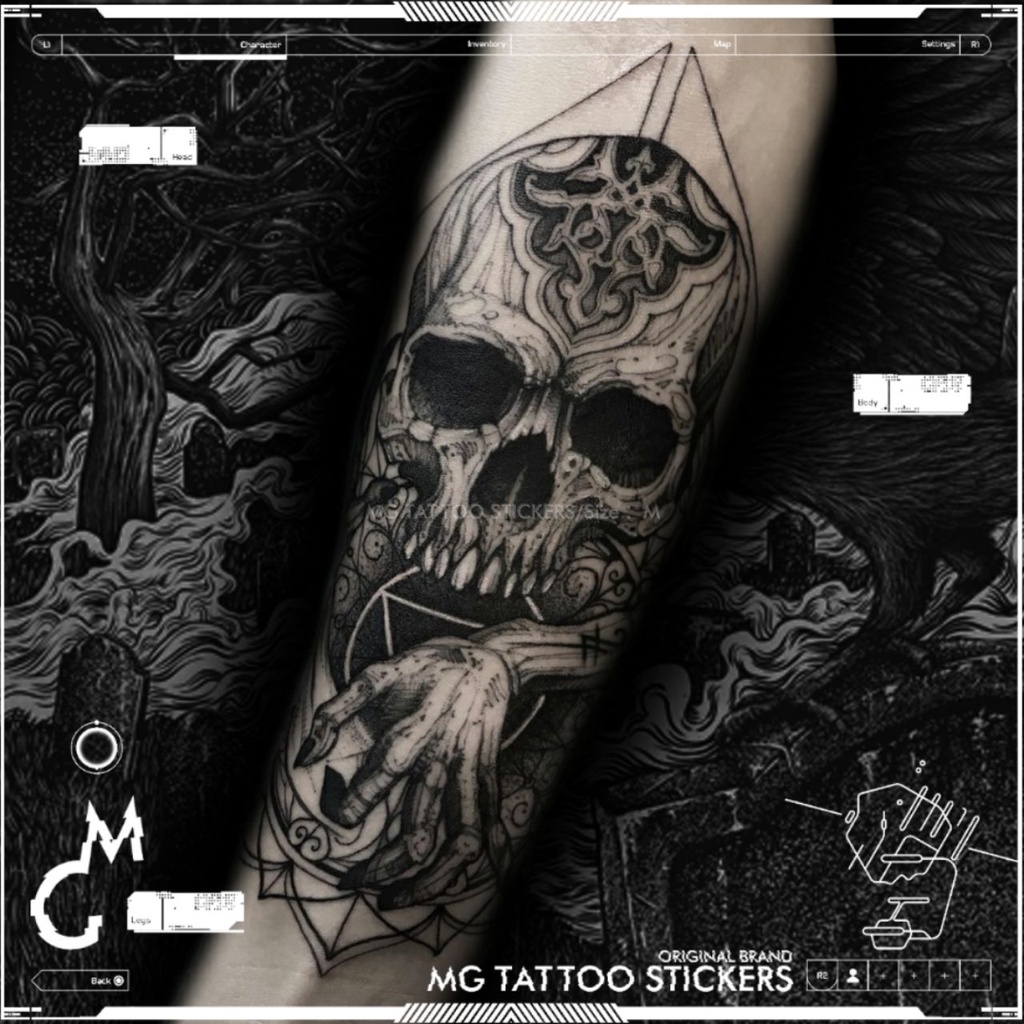 Tatuaje De Patrón De Calavera Impermeable Gótico Temporal Falso Duradero  Para Mujer Hombres Brazo Muslo Punk | Shopee México