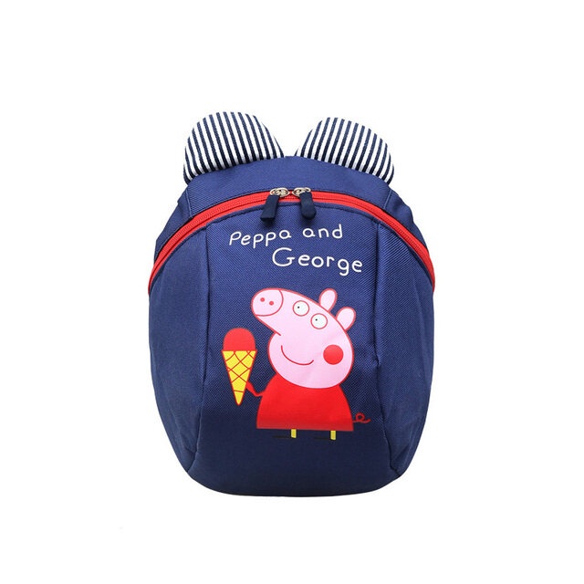 Peppa Pig Mochila Escolar George Pig Color Rosa Y Azul Terciopelo  Jm