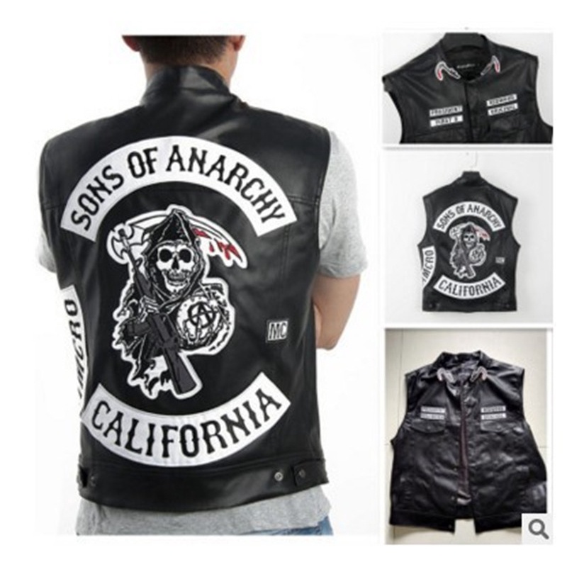 Chaleco De Cuero Sons of anarchy Para Motocicleta punk Shopee México