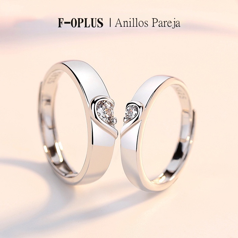 F OPLUS Anillos de Pareja Ajustable Anillo de Amor Compromiso