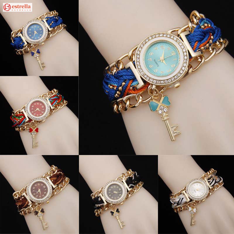 Reloj De Pulsera De Cuarzo Para Mujer Hecho A Mano Trenzada