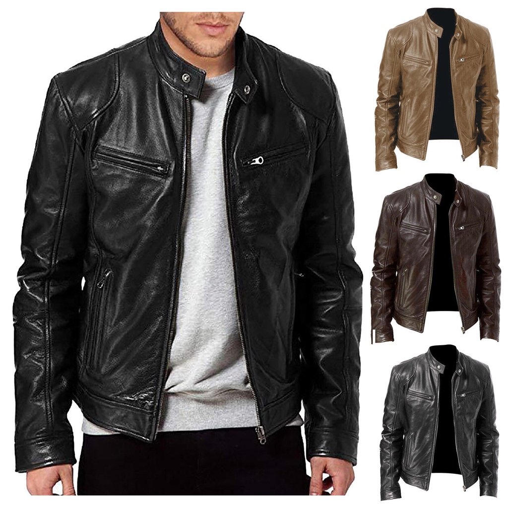 Comprar Nueva chaqueta de plumón de cuero para hombre hasta la rodilla con  chaqueta de cuero con cuello alto de invierno engrosado, abrigo de longitud  media, chaqueta de piel de oveja, para