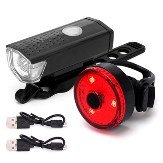 Set luces bicicleta LED recargable USB impermeable delantera y