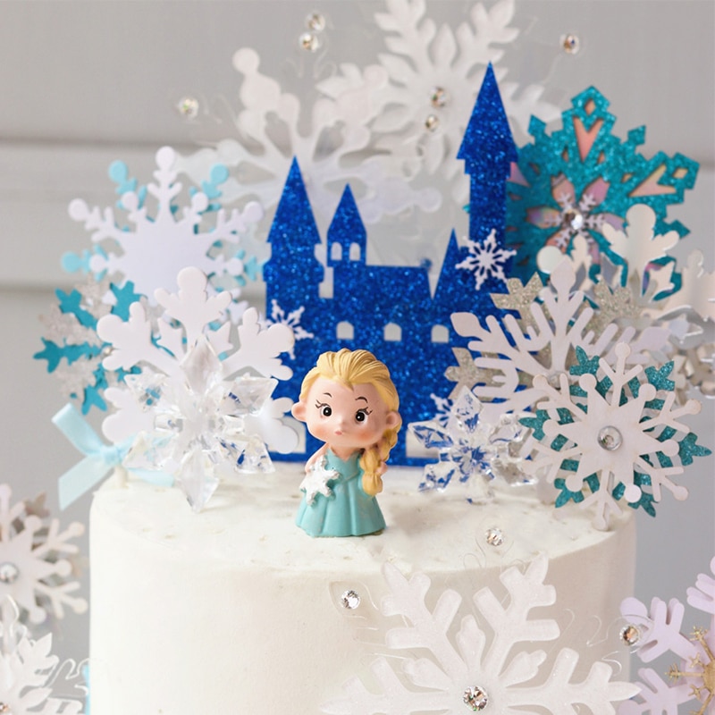 Centro de mesa de castillo de Frozen con purpurina para decoración de mesa  temática de invierno para princesa, copo de nieve, fiesta de cumpleaños
