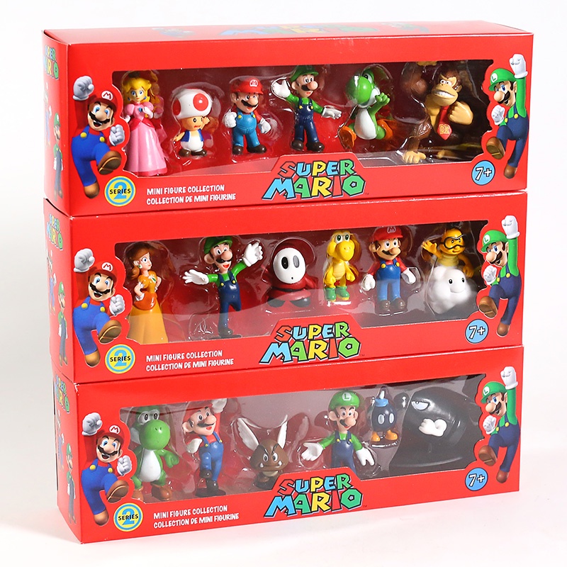 6PCS Super Mario Bros Figura De Acción Juguetes Muñecas Modelo Set Luigi  Yoshi Burro Kong Juego De Hongos Personaje Muñeca Juguete