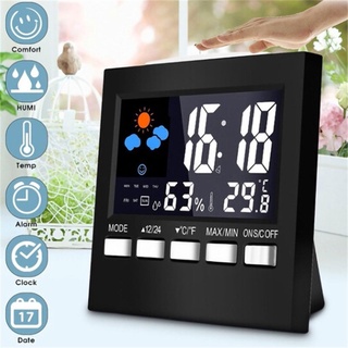 Comprar Reloj despertador Digital luminoso, reloj electrónico LCD  inteligente silencioso, despertador de mesa con pantalla meteorológica de  temperatura y humedad
