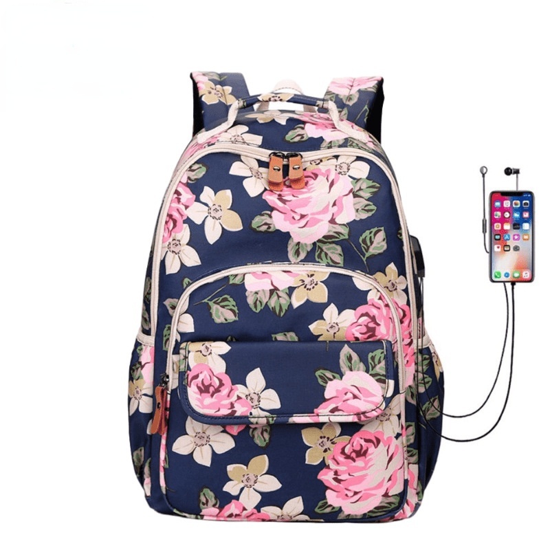 Mochila Mochila Mujer Estudiantes Universitarios Bolsos Escolares Moda Mujer  Mochilas Estampado De Flores Señoras Mochila Escolar Casual Mujer Bolsa De  Viaje J230517 De 15,89 €