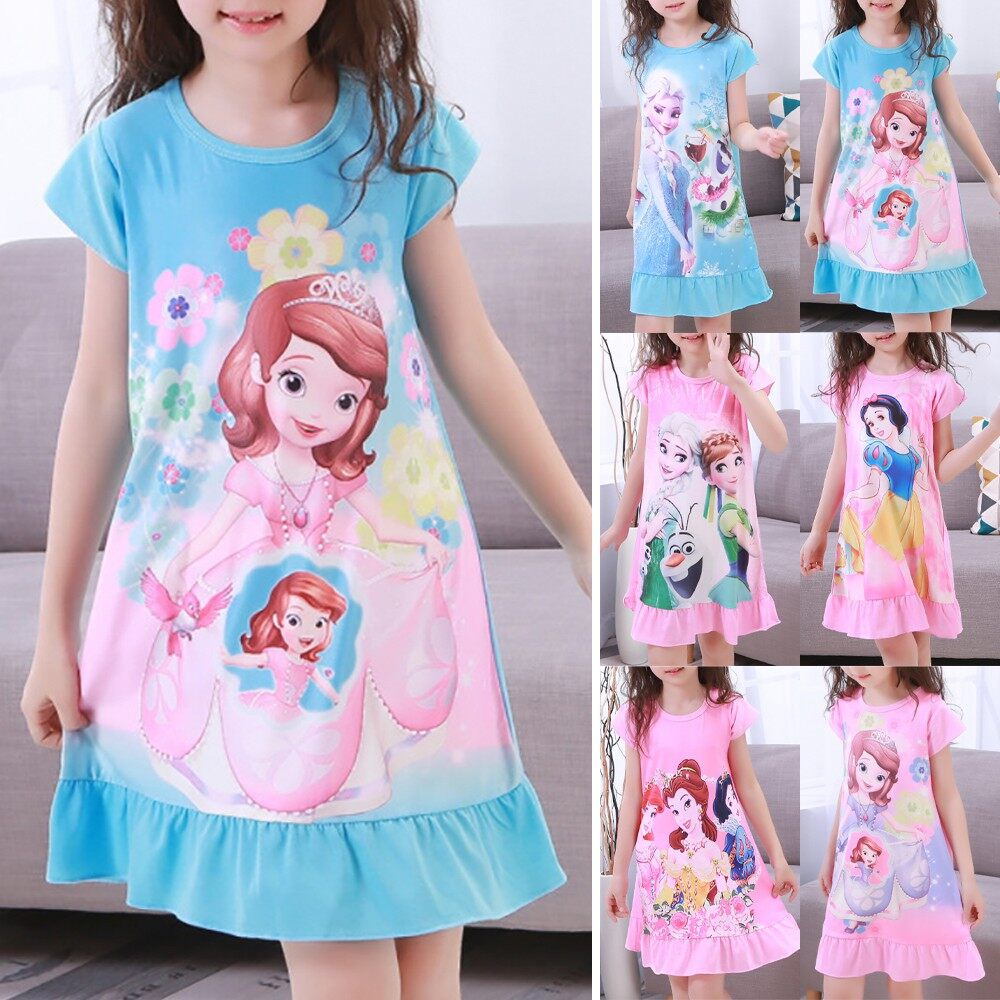 Frozen Princess Elsa Camisón para niñas Verano Manga corta Estilo