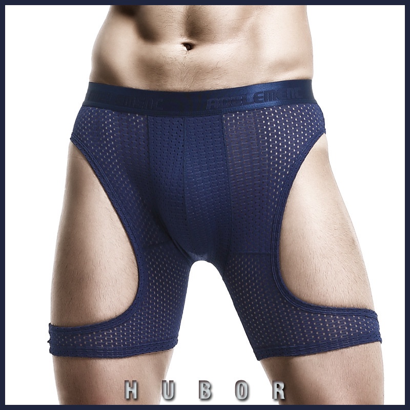 Ropa Interior De Los Hombres Anti Desgaste Piernas De Hielo De Seda Hueco De Gran Tamano Boxeador Calzoncillos Largos Deportivos Correr Apretado