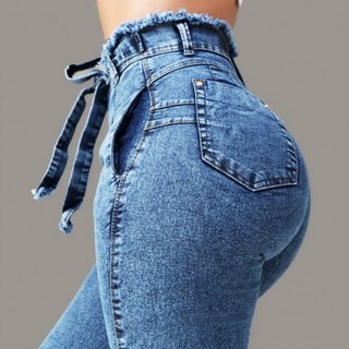 Jeans Mujer Lápiz Denim Pantalones de cintura alta