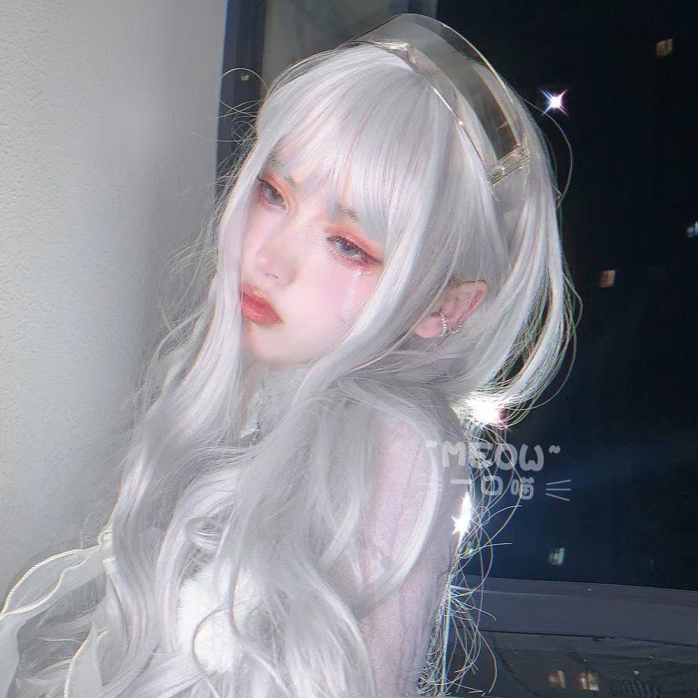 Rizos Largos Ola Grande Pelucas Completas Color Blanco Cosplay Anime Mujeres  Extensión De Cabello Lolita Herramienta De Estilo | Shopee México