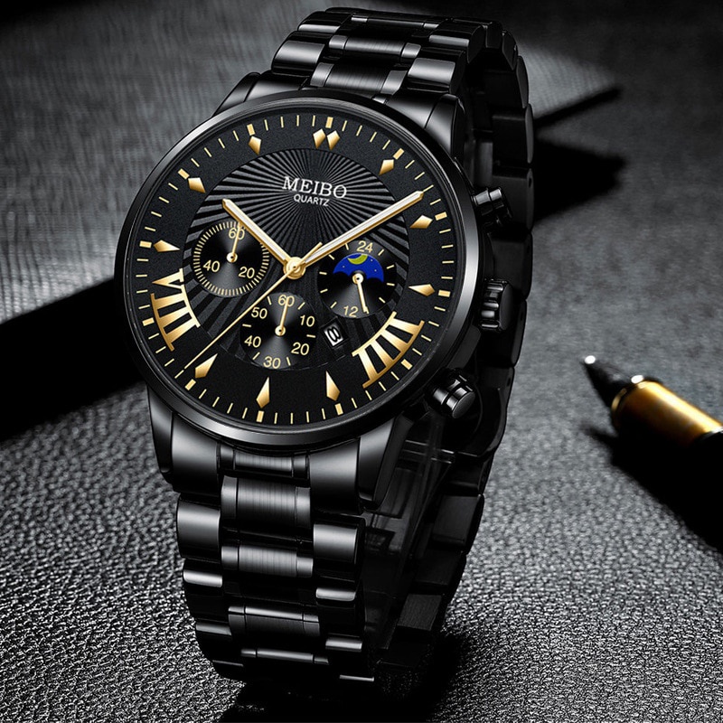 Top Hombres Relojes De Lujo De Los De Negocios De Acero Inoxidable Completo Reloj  Para Militares Deporte De Cuarzo Relogio Masculino