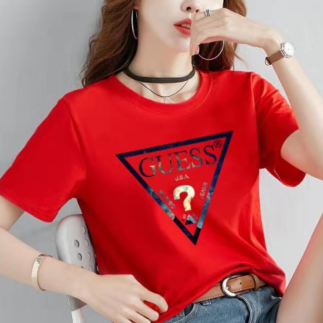 Camiseta SYKK Para Mujer Guess Logo Sale S XL baju Q0G8