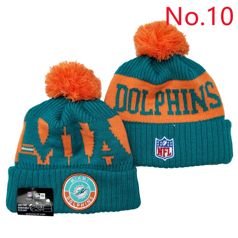 Official New Era Miami Dolphins NFL 22 Sideline Sport Blue Bobble Beanie Hat  B7728_B86 B7728_B86 B7728_B86