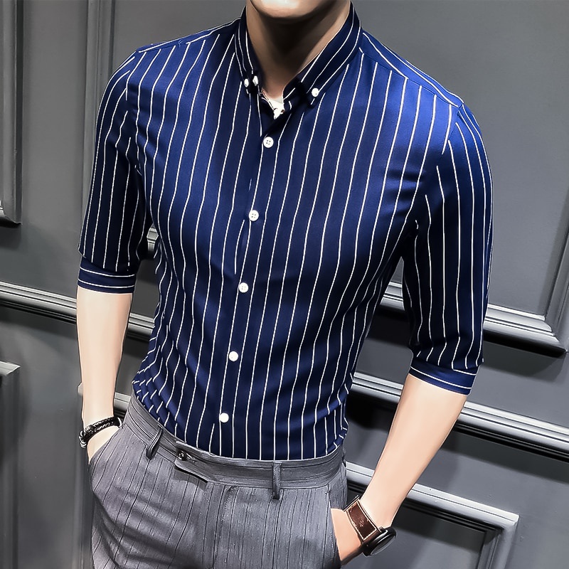 2021 nuevas camisas para los hombres ropa coreana Slim Fit media manga camisa de los hombres Casual m s el tama o de negocios ropa Formal Chemise