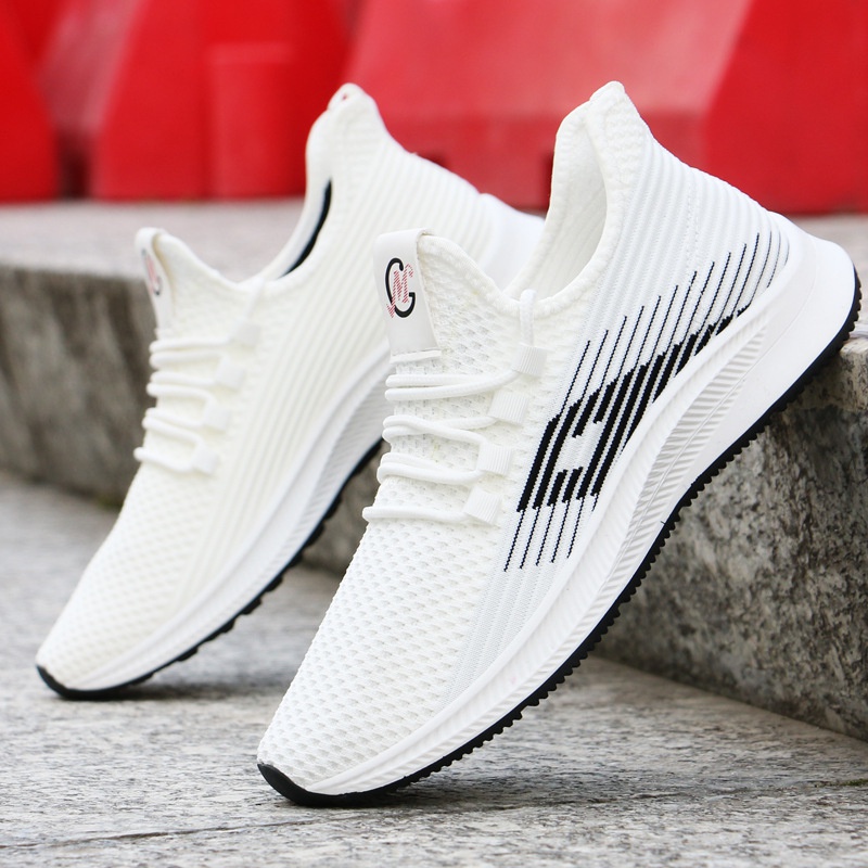 Zapatos De Los Hombres De Verano Blanco Zapatillas De Deporte Encaje Zapato  De Deportes Casual Entrenadores Transpirable Jogging Caminar Tenis Hombre