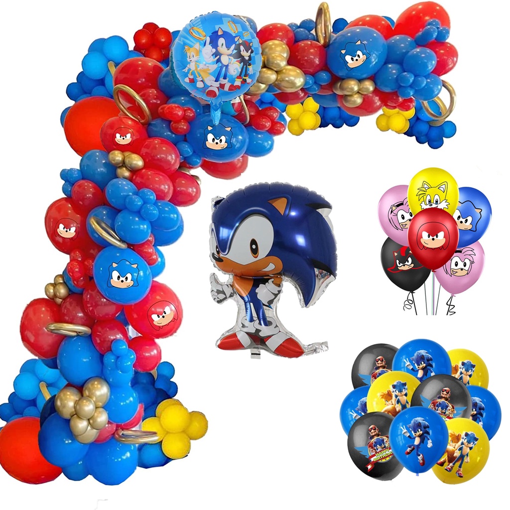 Sonic Cumpleaños Tema Fiesta Decoraciones Globo Guirnalda Conjunto De  Lámina De Látex Globos Para The Hedgehog Niños Baby Shower Suministros De