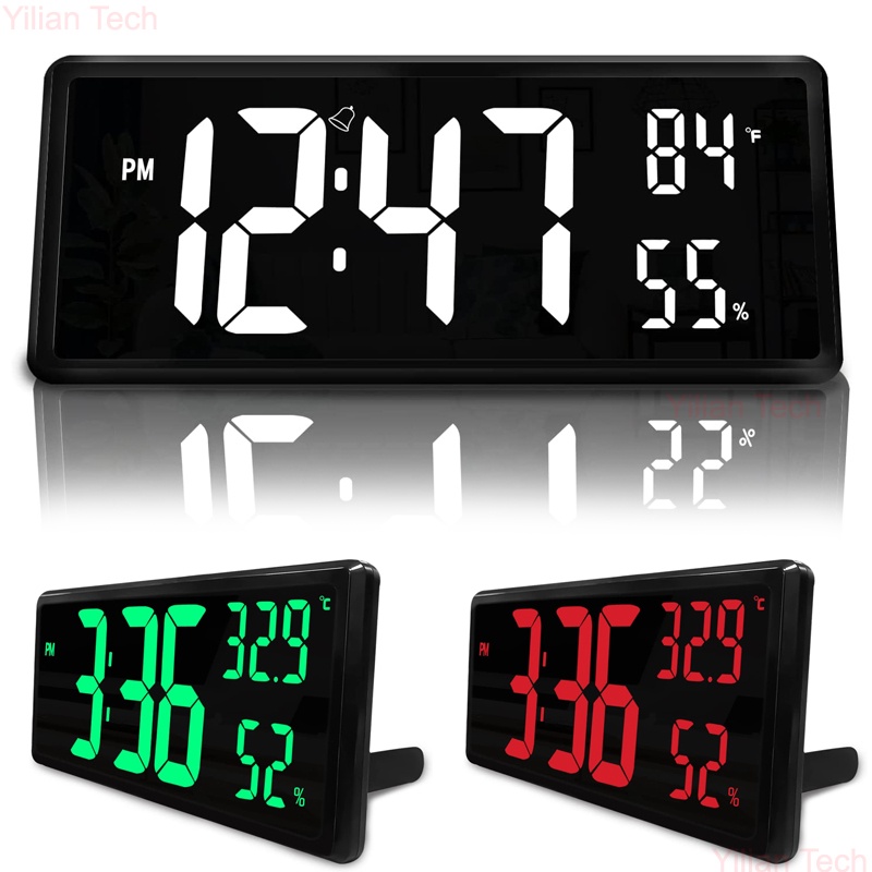 Reloj Pared Digital Grande Contemperatura Interior Y Humedad