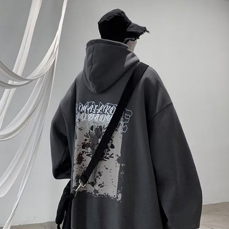 M-3XL Estilo Coreano Unisex Sudadera Con Capucha De Gran Tamaño De  Impresión De Arte De Los Hombres De Moda De Manga Larga Holgada De Invierno  Suéter