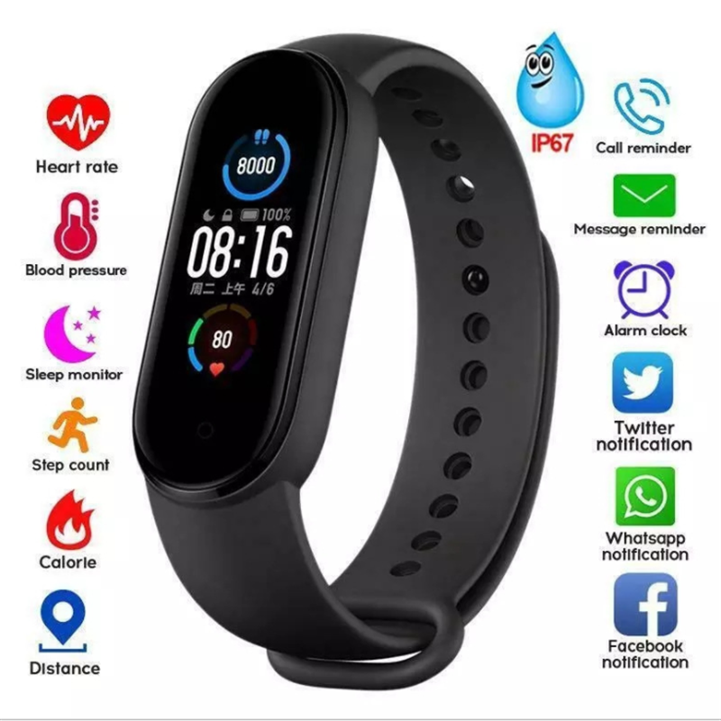 Xiaomi Mi Band 5 Sports Pulsera inteligente Bluetooth 4.0 Pantalla a color M5 Reloj deportivo inteligente a prueba de agua para Android ios Shopee Mexico