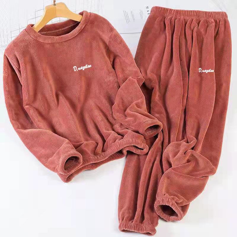 Pijama Mujer Otoño E Invierno Traje Cálido Pay de lana coral Pijama Parejas  Ropa de hogar