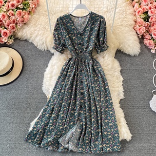 Vestido Mujer Estampado Floral Sundress Mujer V Cuello Encaje Up Verano  Vestidos Sencillos Femenino Casual Beach Mini Vestido Vestidos