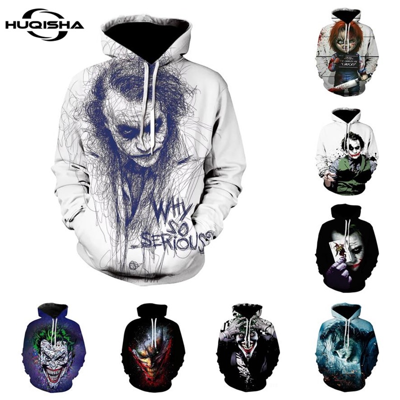 Nueva pel cula impresa 3D Joker Chucky D a de Muertos sudaderas con capucha de moda Casual hombres mujeres sudaderas