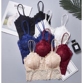 Bralette de encaje floral de talla grande para mujer, sin varillas,  transpirable, sin alambre, sin relleno, cobertura completa, copas suaves,  bralette