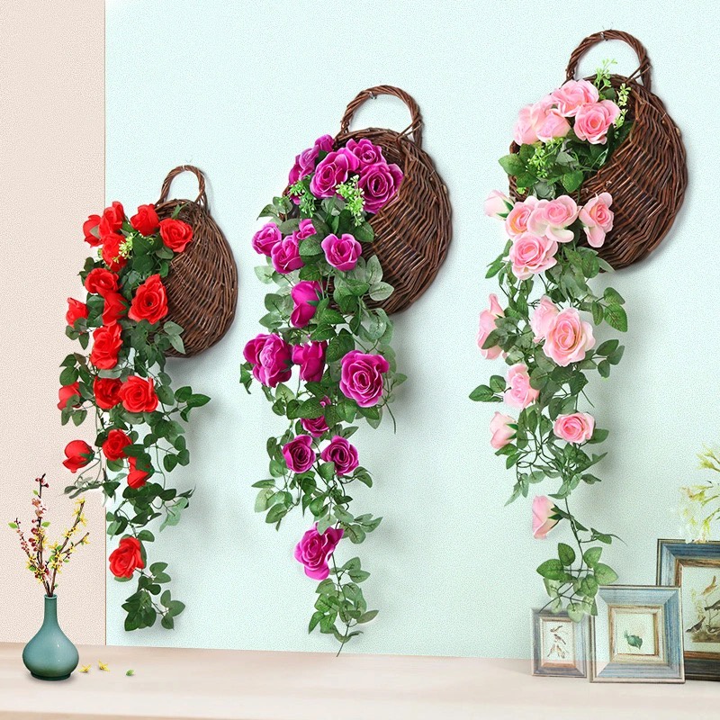 4 Flores Artificiales Colgantes Petunia 75cm - Decoración UV Para Jardín, Balcón O Boda