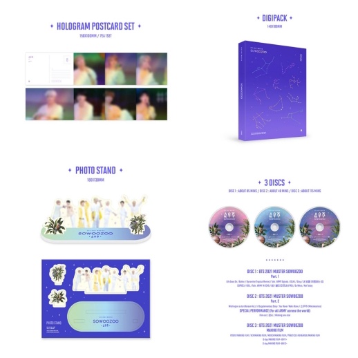 BTS Sowoozoo DVD with V popular Photoard and Hologram Postcard Set