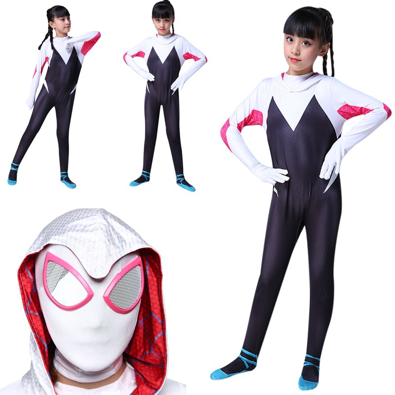 Disfraz De Ghost-Spider (Gwen) Para Niñas | Mono Con Máscara Para Cosplay De Superhéroe | Ideal Para Halloween Y Fiestas Temáticas De 3 A 12 Años
