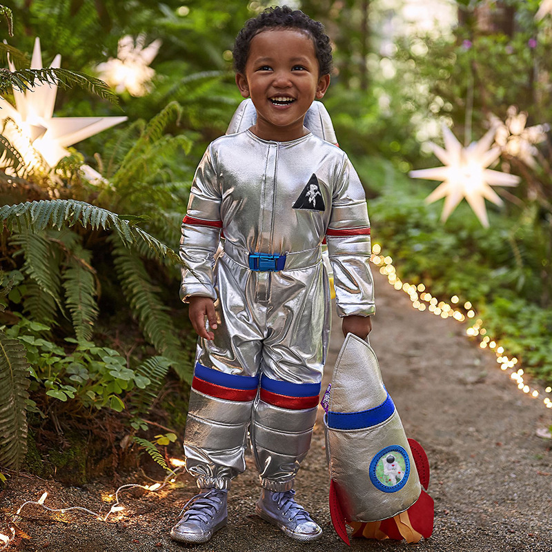 Casco de astronauta plateado para niños