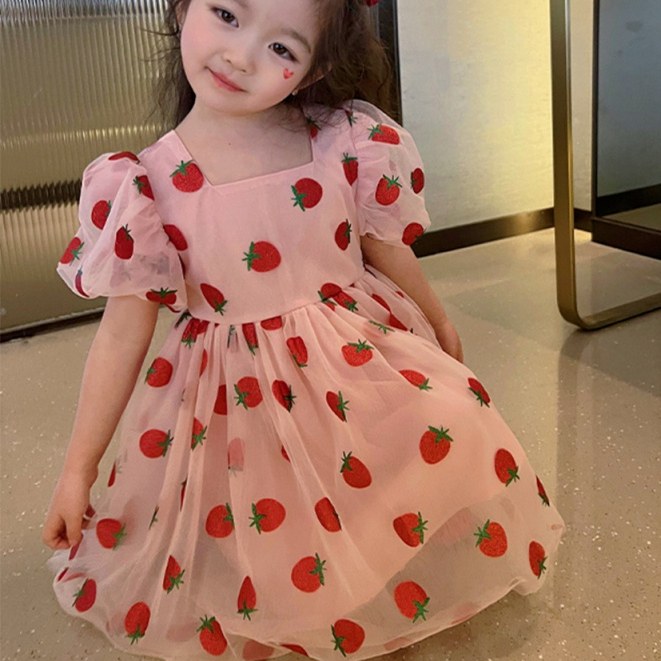 Vestido Floral Vestido De Fresitas Matoshi Vestido Frutillas - Main Image