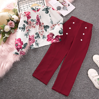 Conjunto Niña Pantalon Con Tirantes Y Blusa Diseño Flores