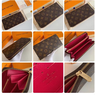 Con la caja] Cartera con cremallera Louis Vuitton 100% original para mujer,  color interior M60017️ billetera con cremallera ZIPPY flor antigua rosa  roja